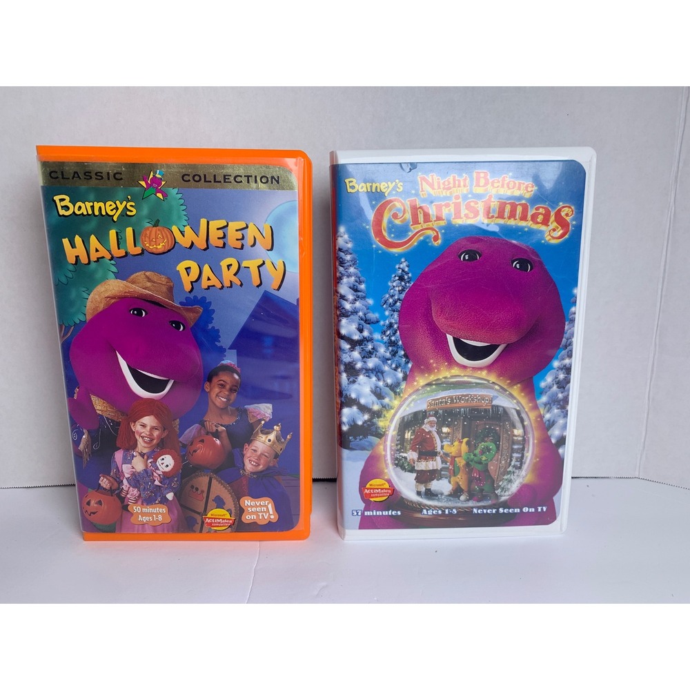 Barney Halloween Party and Night‎ Before Christmas VHS 2 Tapes Classic Preloved